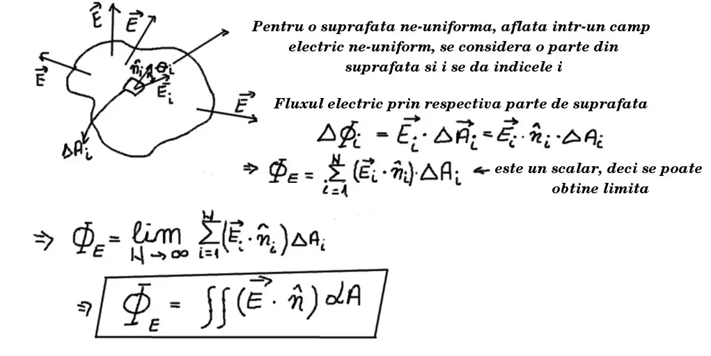 Flux electric: suprafață ne-uniformă: concepte de baza