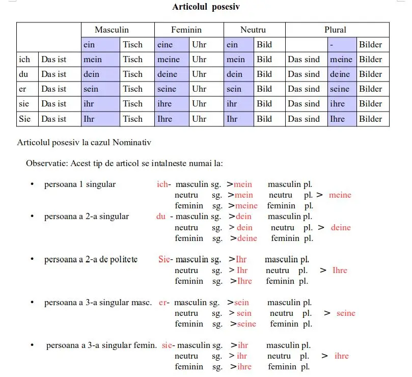 Declinarea substantivului limba germană