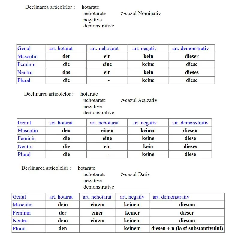 Declinarea substantivului limba germană