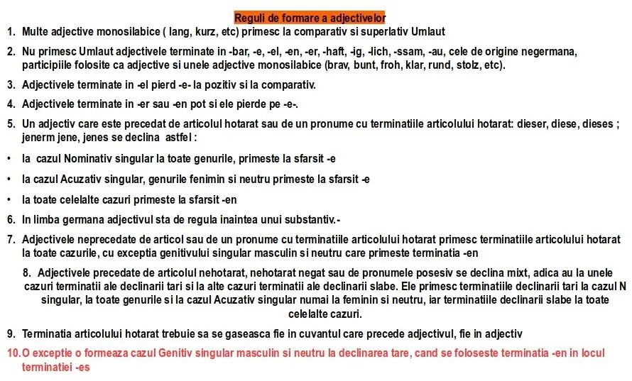 Adjectivul limba germană