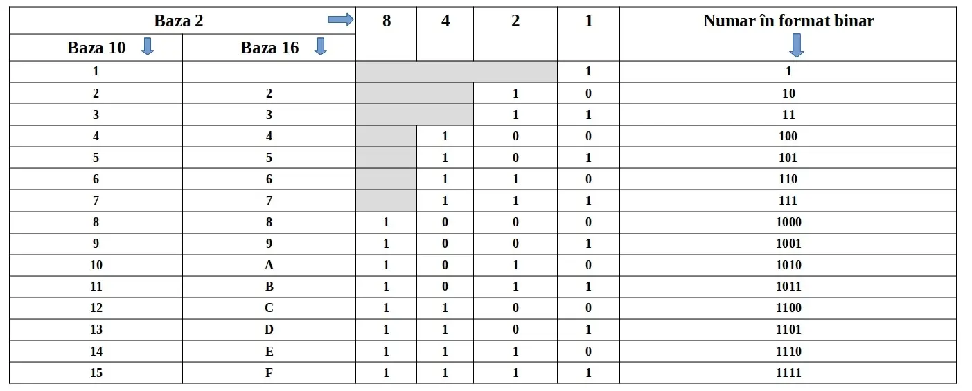 Noțiuni fundamentale ale sistemului decimal și binar