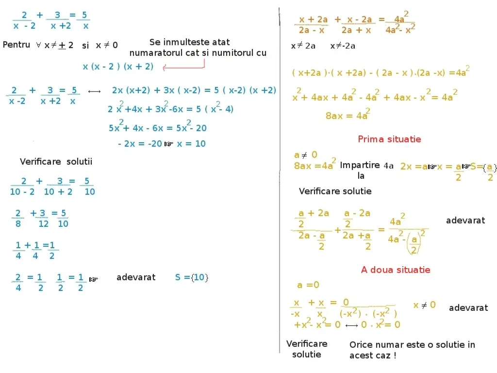 ecuații fracționar raționale