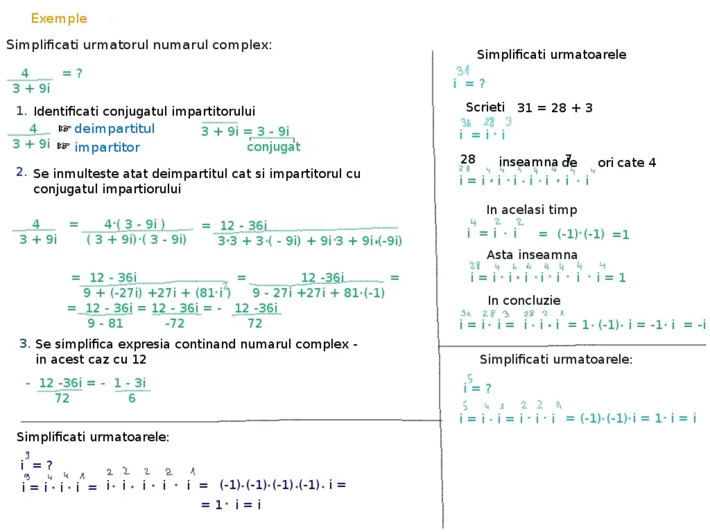 simplificarea numerelor complexe