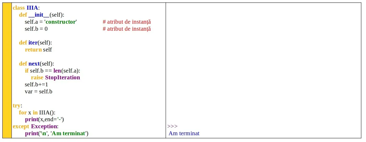 Python: Clase cu iteratori