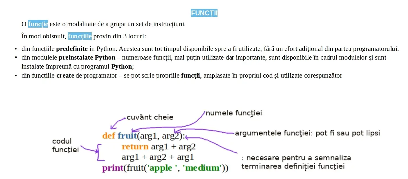 Python: Funcție: definiție şi invocare