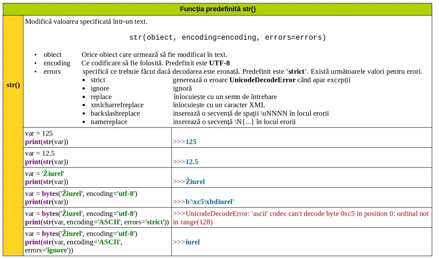 Python: Funcția predefinită str()